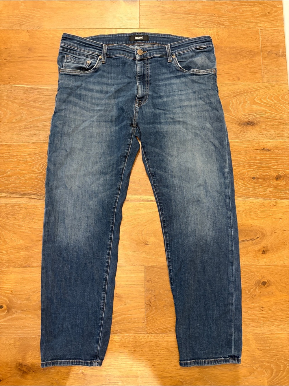 Mavi Men's Mid Wash Straight Jeans - Blue Denim